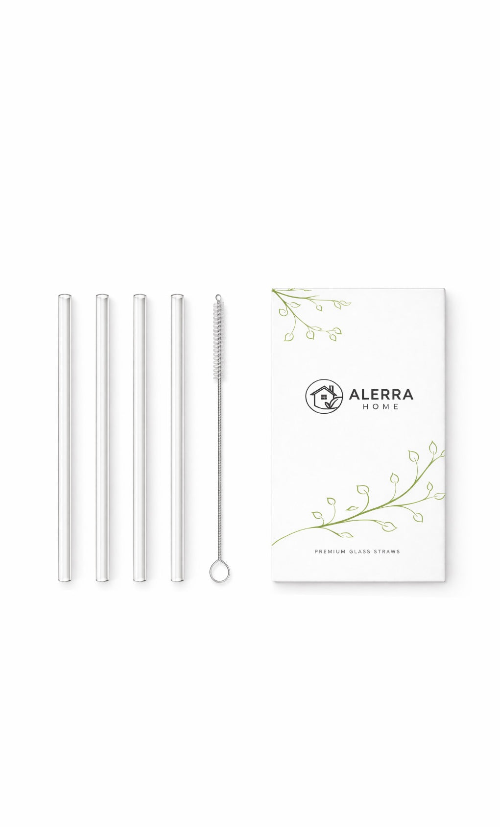 Alerra Premium Glass Straws – (8.9 inches) - (Pack of 4)