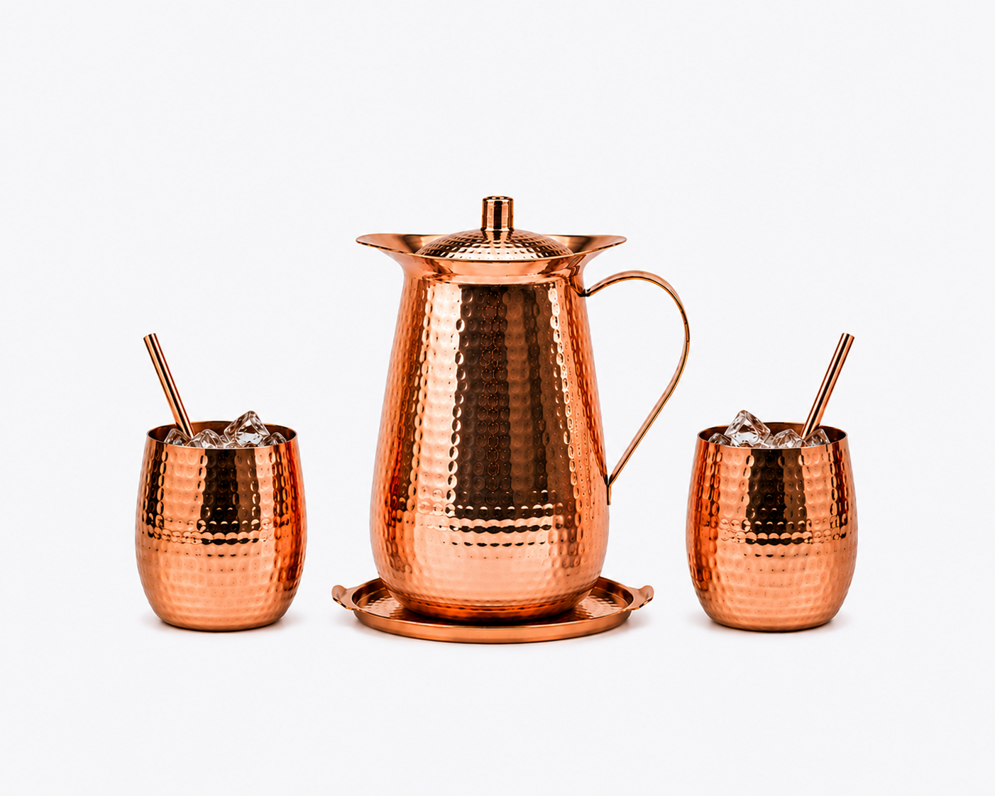 Alerra™ 70 Oz Solid Copper Hammered Pitcher Set