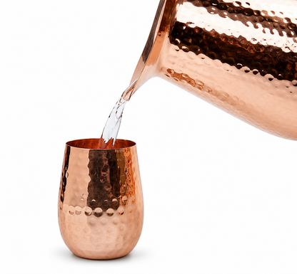 Alerra™ 70 Oz Solid Copper Hammered Pitcher Set