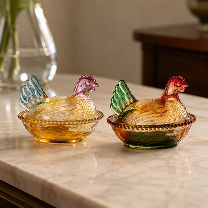 Alerra® Vintage Hen on Nest Glass Dish