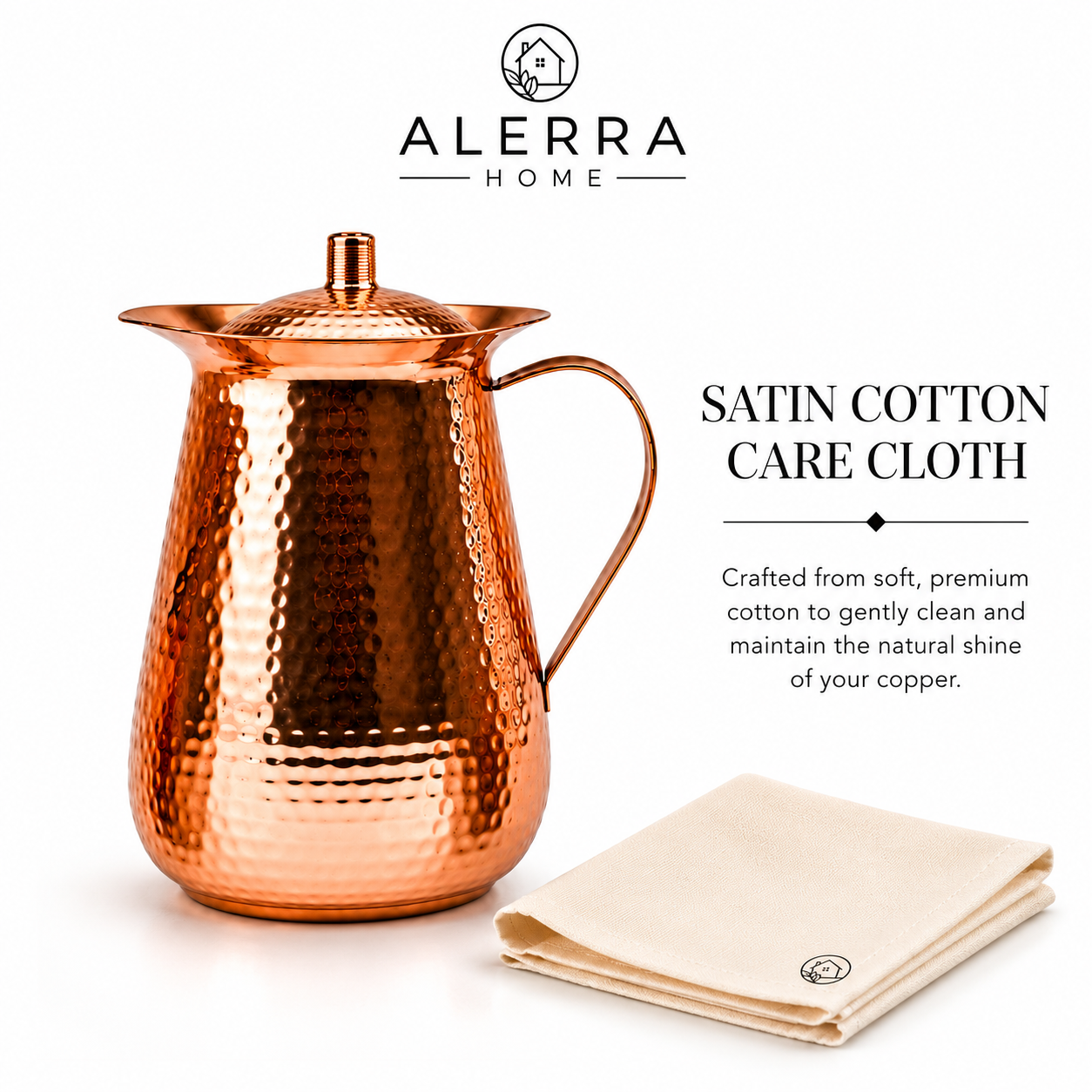 Alerra™ 70 Oz Solid Copper Hammered Pitcher Set