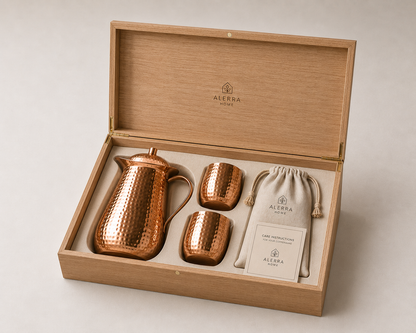Alerra™ 70 Oz Solid Copper Hammered Pitcher Set
