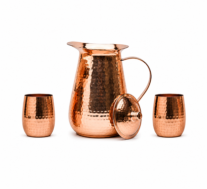 Alerra™ 70 Oz Solid Copper Hammered Pitcher Set