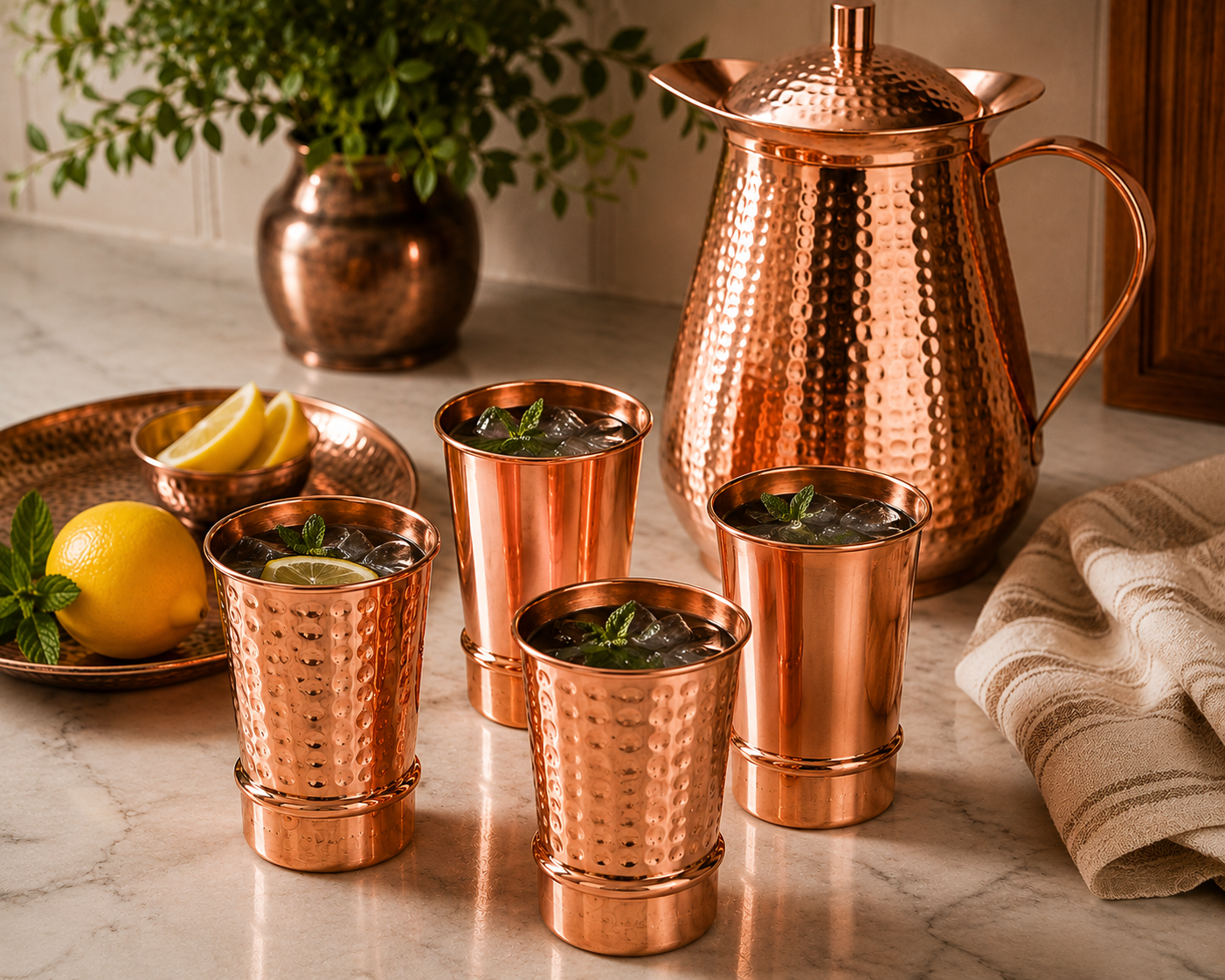 Alerra™ Pure Copper Tumbler Set (Set of 4)