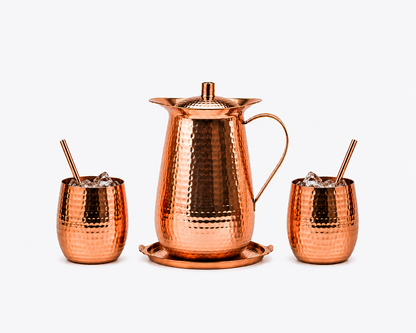 Alerra™ 70 Oz Solid Copper Hammered Pitcher Set